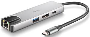 NGS HUB USB-C 4 Porte RJ45 Hdmi Usb-c Usb 3.0 Alluminio