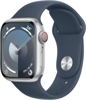 Apple Watch Serie 9 Cell 41mm Aluminium Silver Sport Band Storm Blue S/M MRHV3QL/A