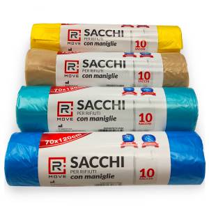 RMove Sacchi Rifiuti 70x120cm 4 Rotoli da 10 Sacchi Colori Vari