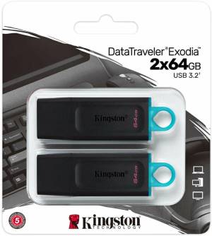 Kingston Pendrive USB-A 3.2 64GB DTX/64GB-2P Nero/Celeste 2 Pz