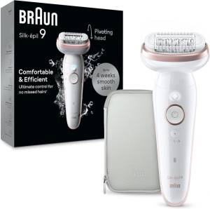 Braun Epilatore Elettrico Silk-épil 9 Wet & Dry SES9000 Bianco/Rosa