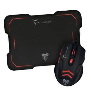 Techmade USB Mouse Kit + Red Gaming Mat