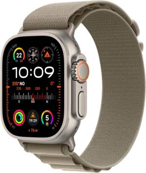 Apple Watch Ultra2 Cell 49mm Titanium Alpine Loop Olive S ITA MREX3TY/A