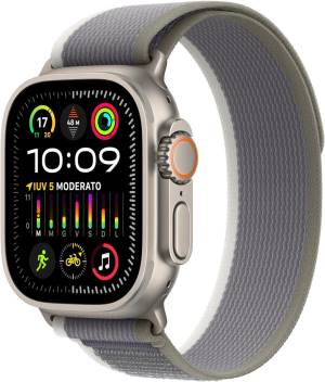 Apple Watch Ultra2 Cell 49mm Titanium Trail Loop Green/Grey S/M ITA MRF33TY/A