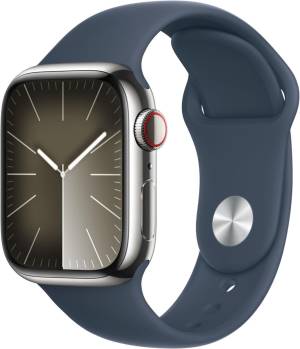 Apple Watch Series 9 Cell 41mm Steel Silver Sport Band Storm Blue M/L MRJ33QL/A