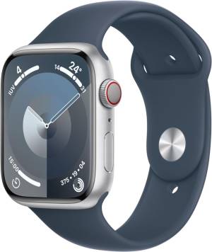 Apple Watch Serie 9 Cell 45mm Aluminium Silver Sport Band Storm Blue M/L MRMH3QL/A