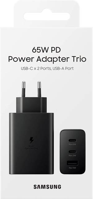 Samsung Caricatore 65W Trio EP-T6530 FC USB-C+USB-A Black