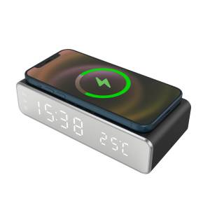 Techmade Alarm Clock with Wireless Charging Smartphone 15W Black