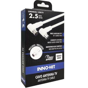 Inno-Hit Antenna Cable M/F Plug 90° 2.5m White