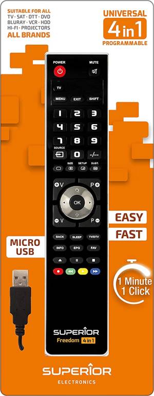 Superior Universal Remote Control Freedom Micro-USB 4 in 1 