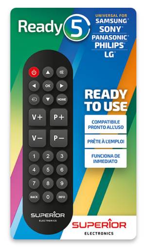 Superior Ready 5 Universal Remote Control (Samsung, LG, Panasonic, Sony)