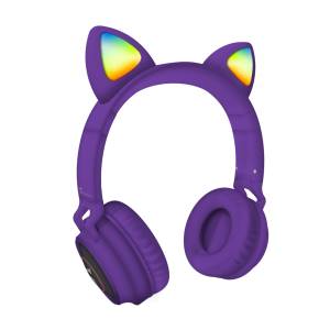 Techmade Funny Led BT Headphones + Microphone Purple