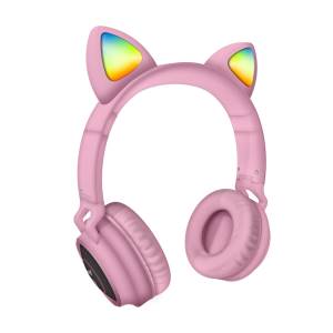 Techmade Funny Led BT Headphones + Microphone Pink