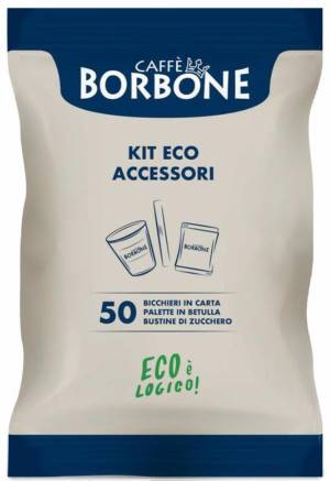 Borbone EcoLogic Accessories Kit 50pcs Cups + Sugar Bag + Stirrers