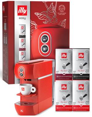 Easy Christmas Box Illy - 44mm Easy Red Pod Coffee Machine + 72 Pods