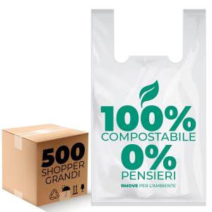 Buste Shopper Biodegradabili Grandi 14g - 500pz - 30x60cm - RMove