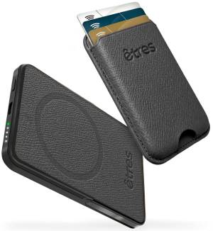 Etres Powerbank 5000mAh Wireless Magnetico combo Wallet Black