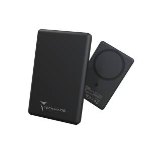 Techmade Powerbank 5000mAh Slim 7.9MM Wireless Magnetico Black
