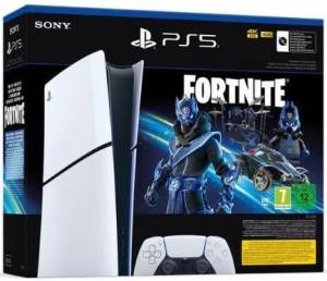 PS5 Console 1TB Digital Slim White Cobalt Star Fortnite Bundle ITA