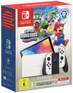 Switch Console OLED White + Super Mario Wonder Preinstallato + 12 Mesi Nintendo Switch Online