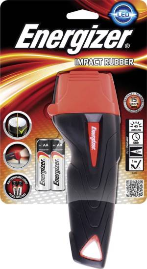 Energizer Impact Rubber Torcia Elettrica + 2 Batterie AA